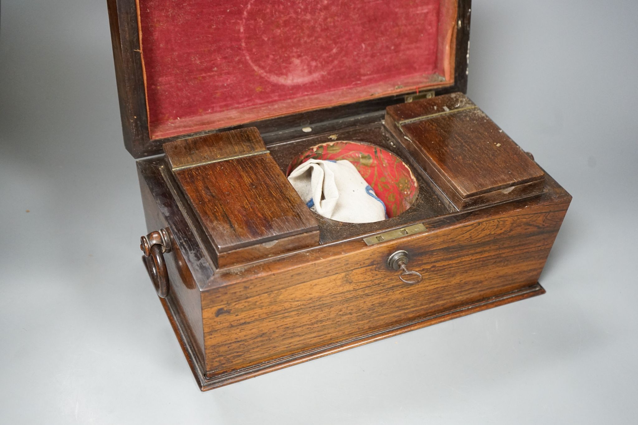 A Victorian rosewood tea caddy, 35cm